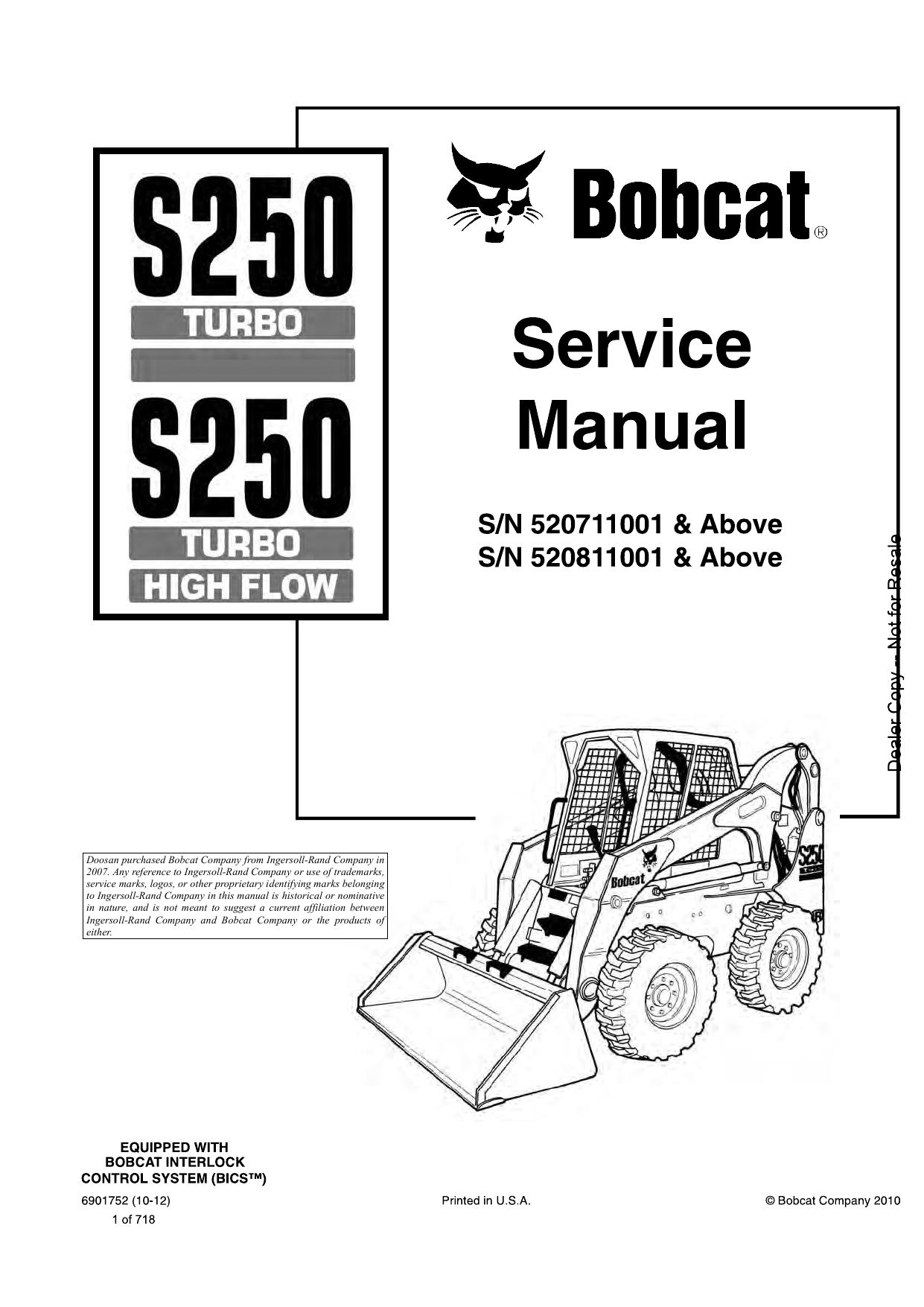 S250 Skid-Steer Loader Service Manual Bobcat